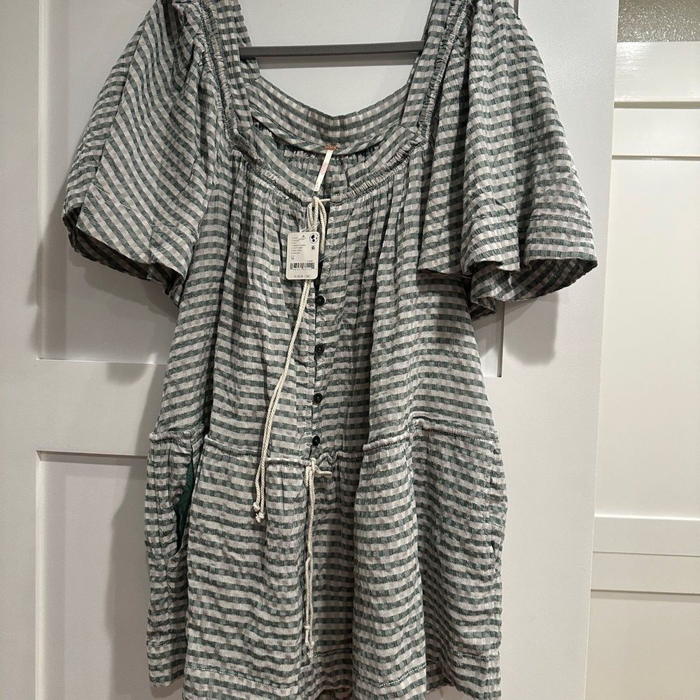 Free People Green Striped Romper